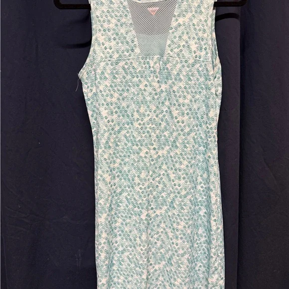 Columbia | Dresses | Columbia Teal And White Geometric Midi Dress | Poshmark